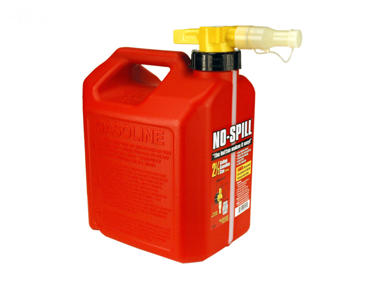 No-spill 2-1/2 gallon gas can (red). 
